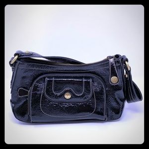 Perlina Black Patent Leather Handbag Purse